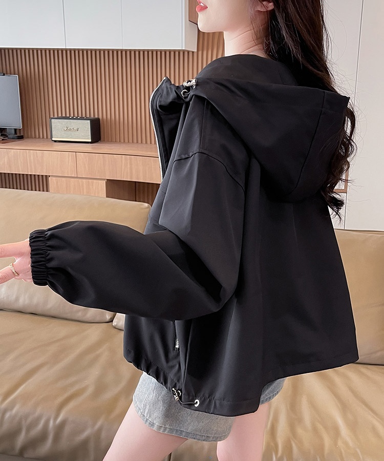 Spring loose coat Casual hooded technical jacket