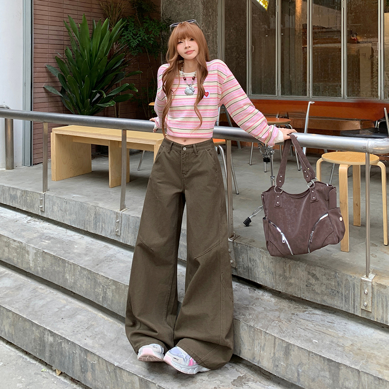 Lengthen couples wide leg pants loose jeans