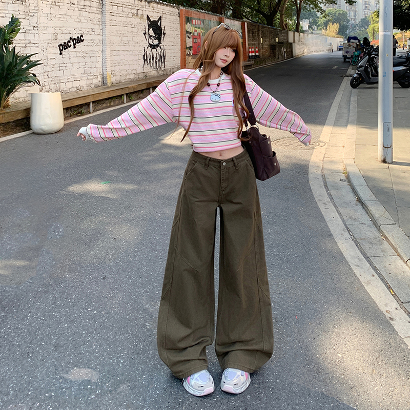 Lengthen couples wide leg pants loose jeans