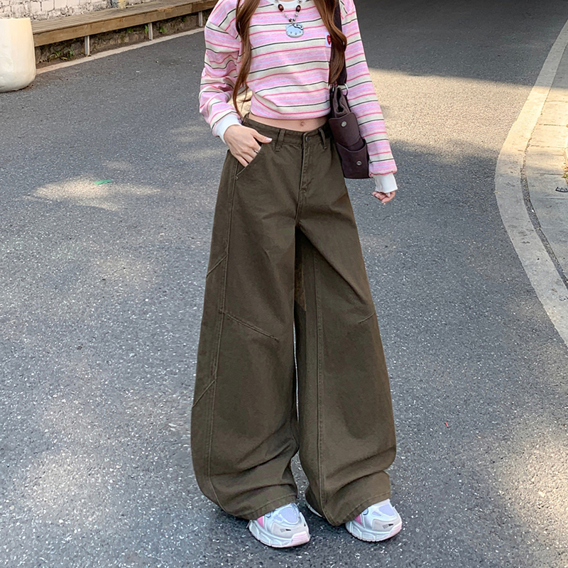 Lengthen couples wide leg pants loose jeans