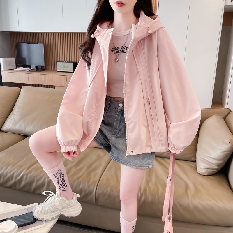 Spring and autumn hooded coat all-match loose jacket