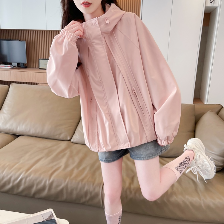 Spring and autumn hooded coat all-match loose jacket