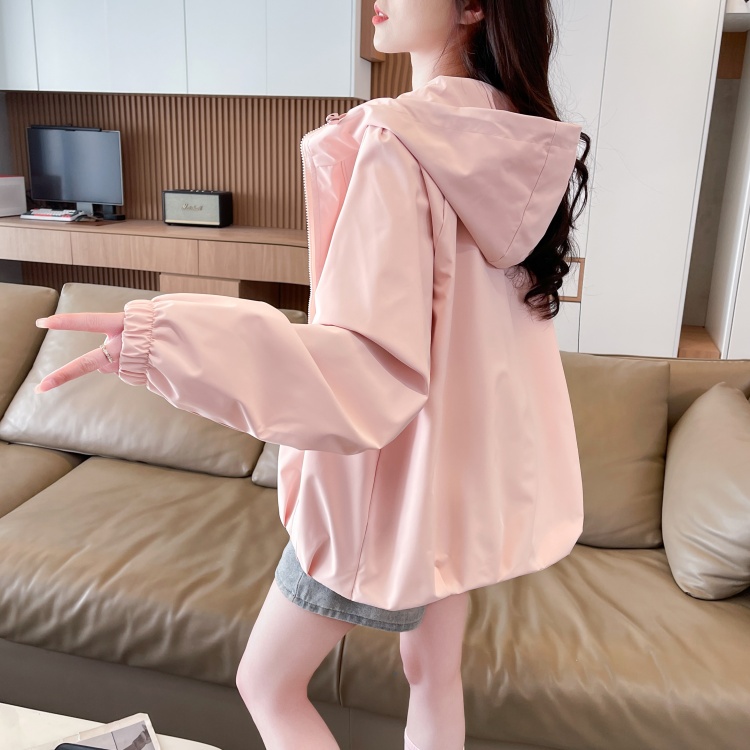 Spring and autumn hooded coat all-match loose jacket