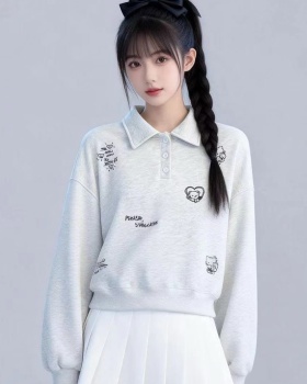 Long sleeve Korean style simple embroidery spring hoodie