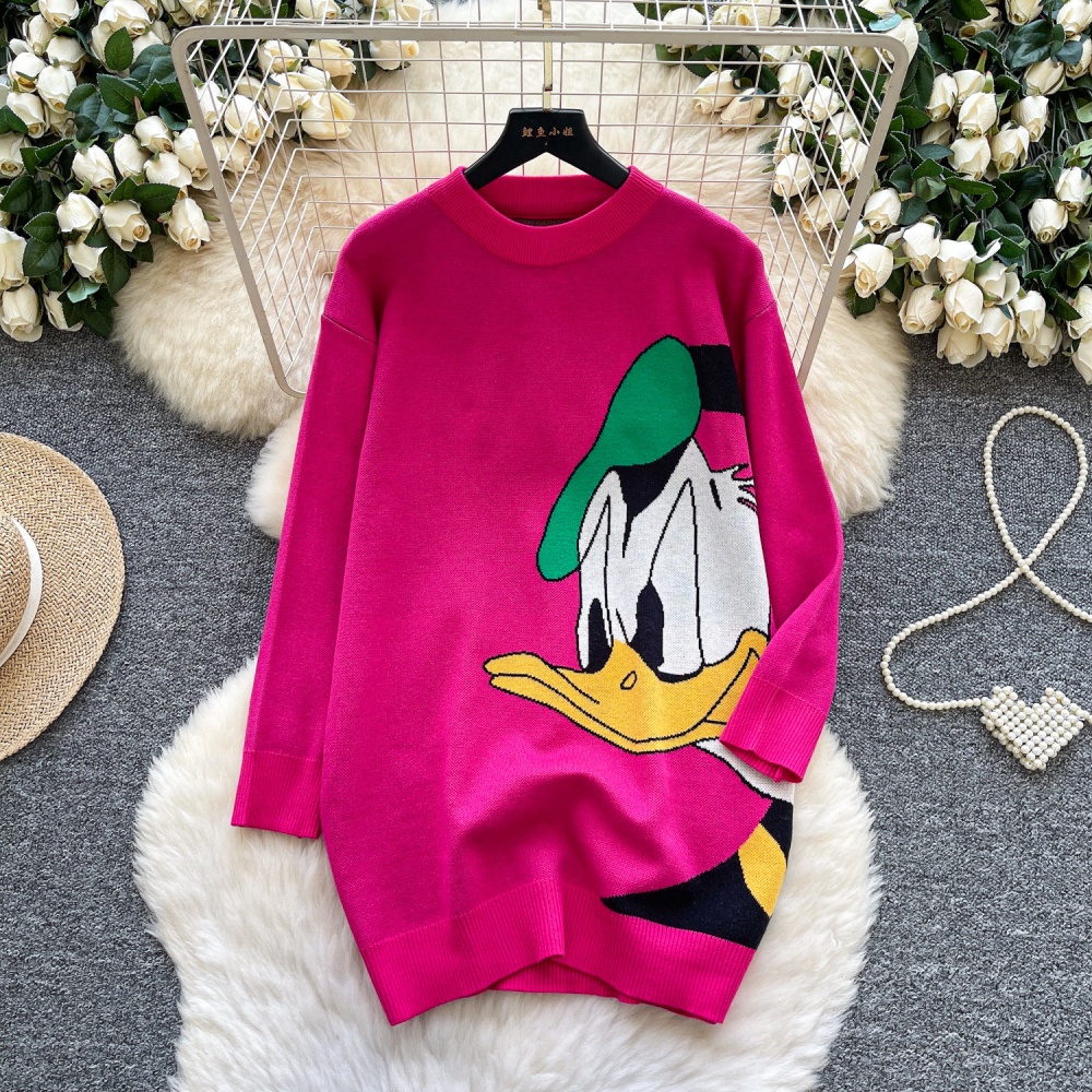 Pullover donald duck cartoon sweater for women