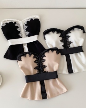 Spring splice vest satin tops for women