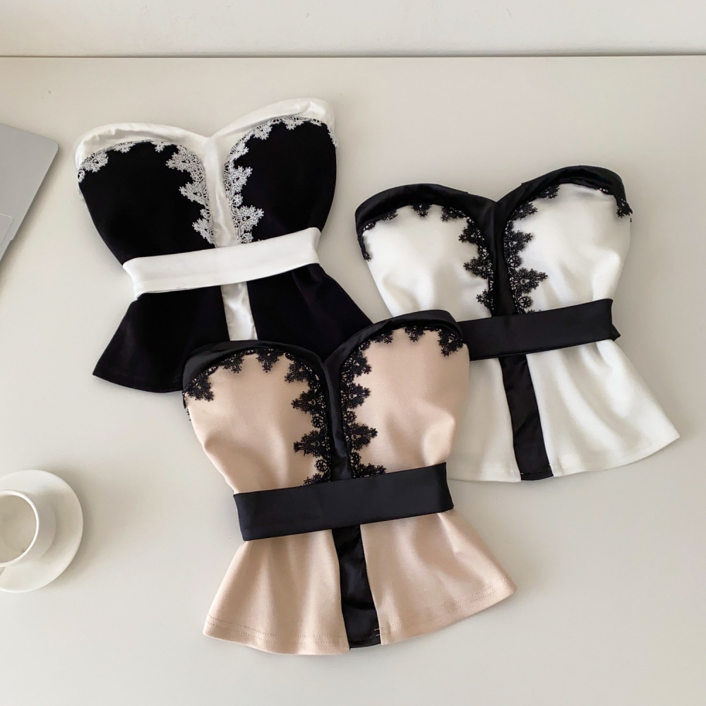 Spring splice vest satin tops for women