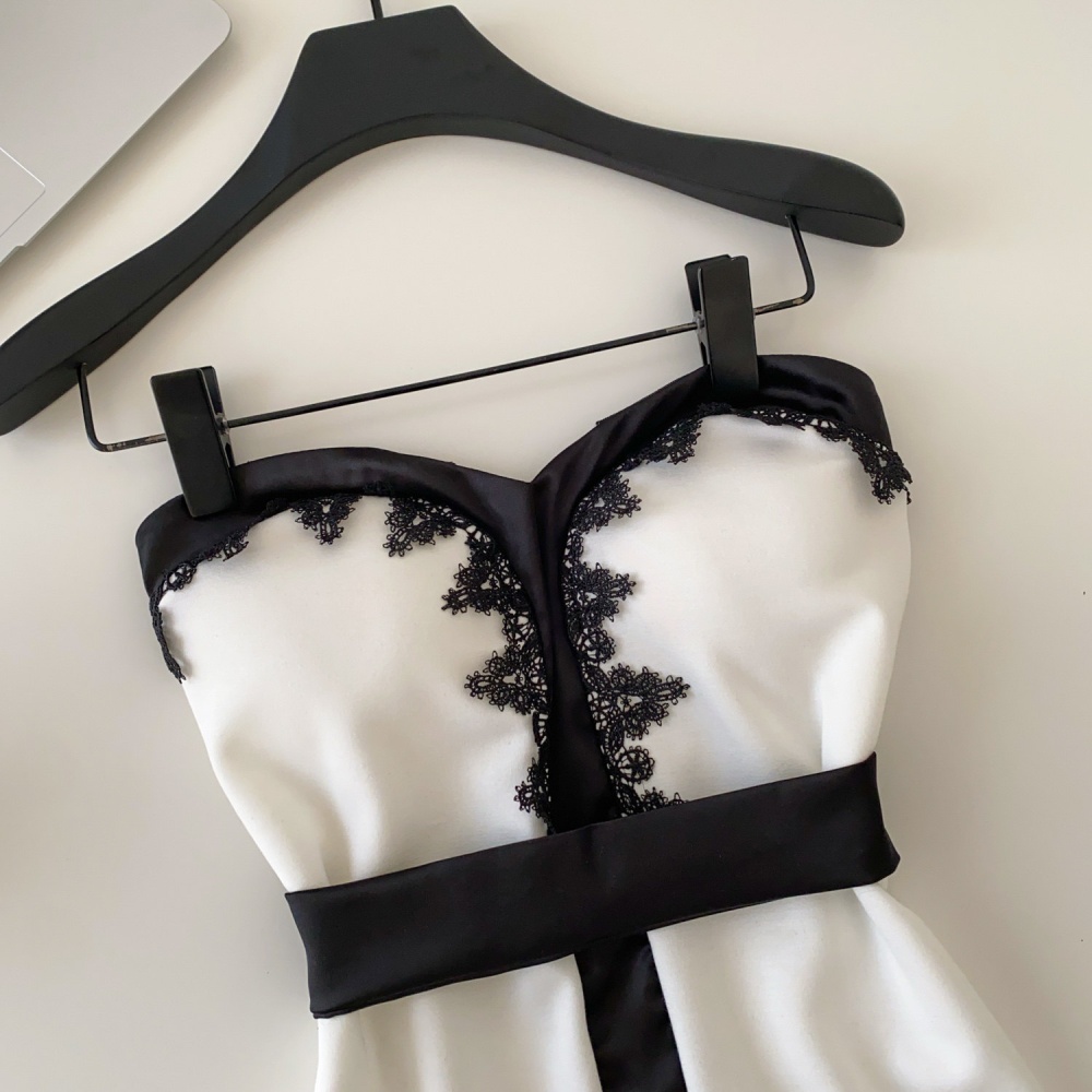 Spring splice vest satin tops for women