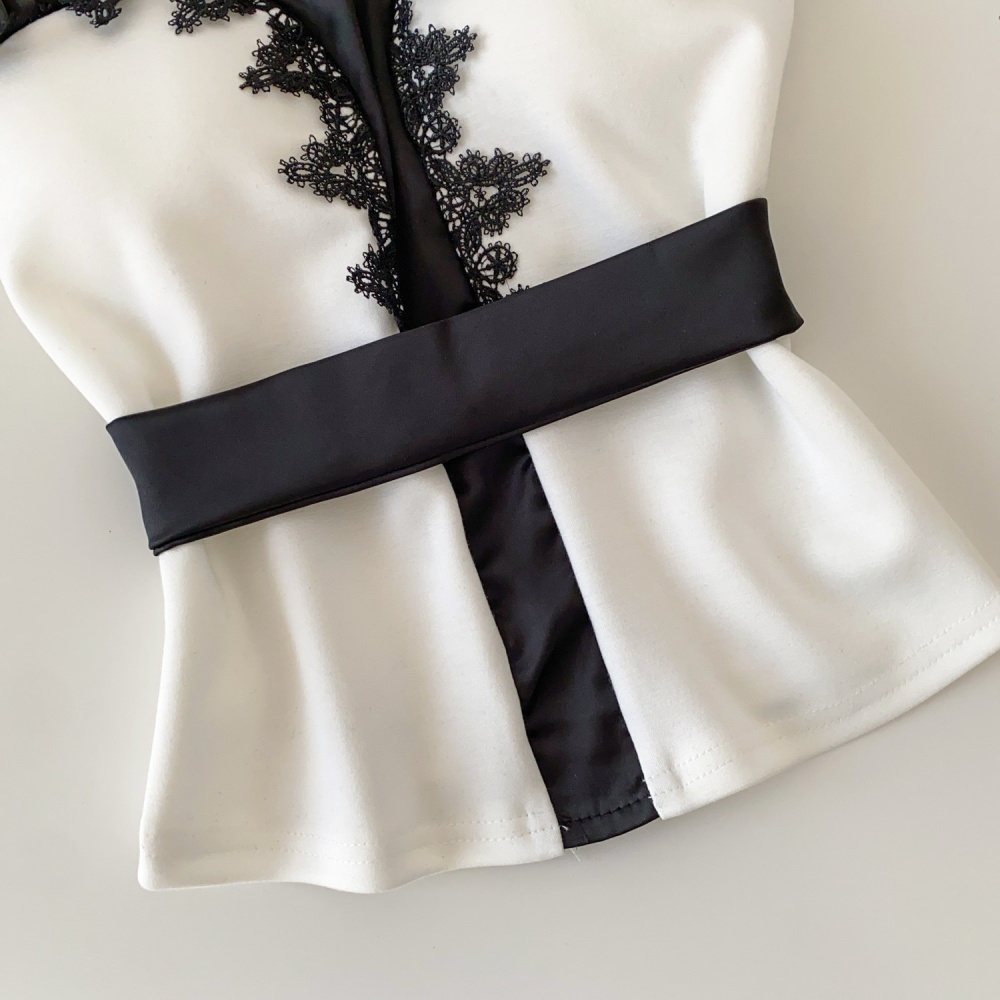 Spring splice vest satin tops for women