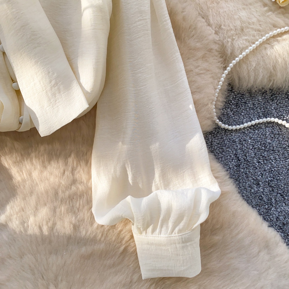 Unique spring and autumn tops chiffon bow shirt