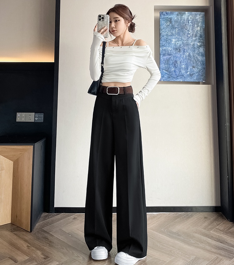 High waist business suit drape long pants for women