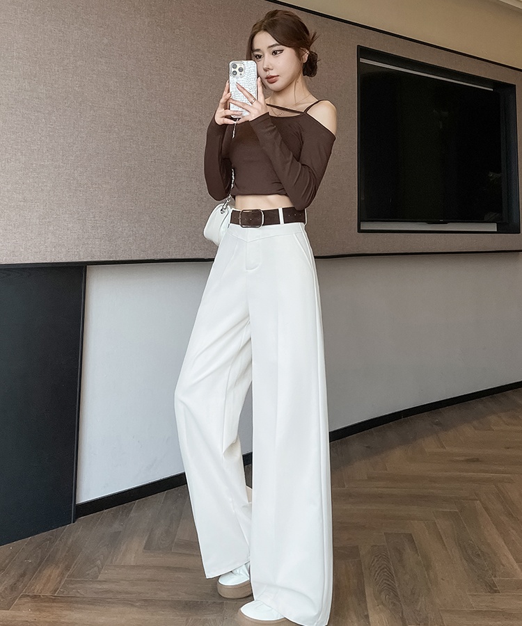 High waist business suit drape long pants for women