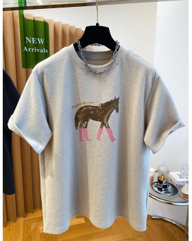 Printing short sleeve all-match large yard tops