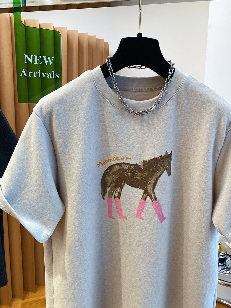 Printing short sleeve all-match large yard tops