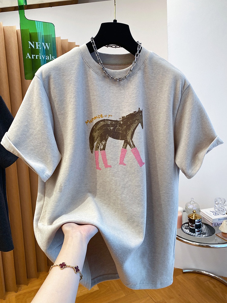 Printing short sleeve all-match large yard tops