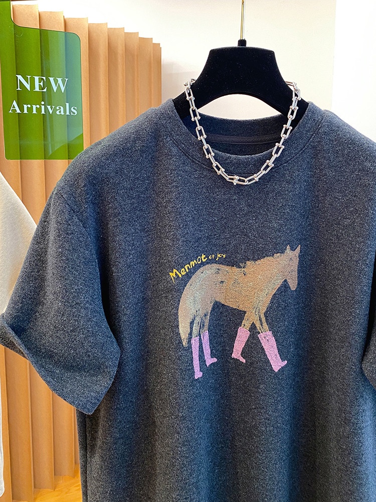 Printing short sleeve all-match large yard tops