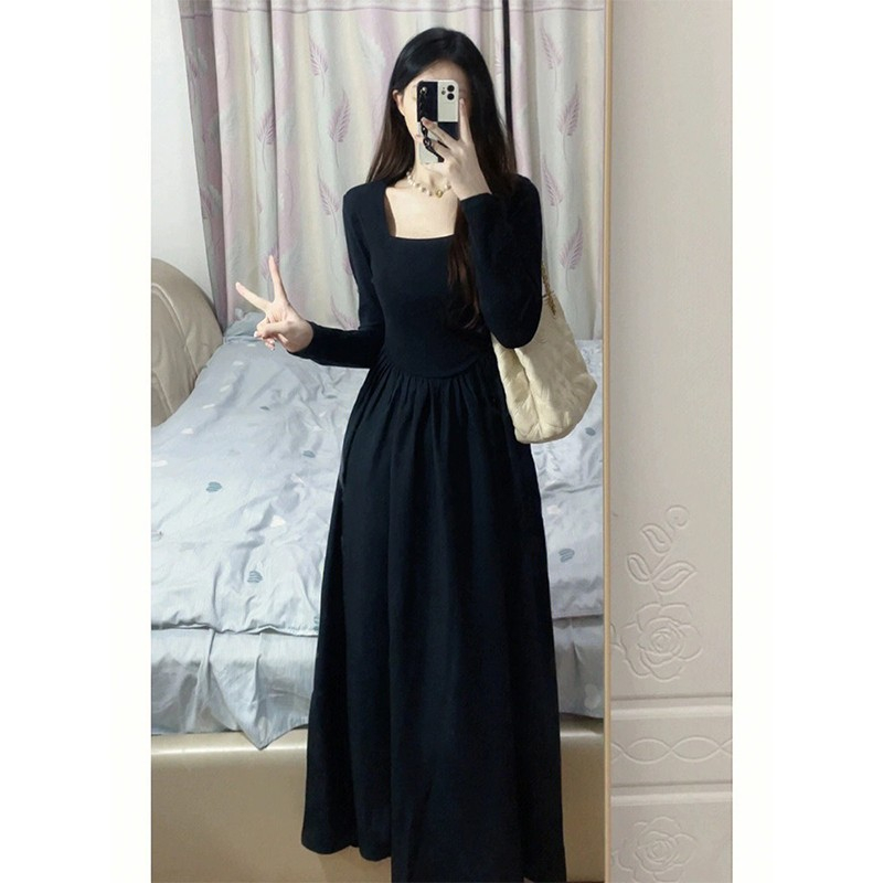 Black dress France style long dress for women