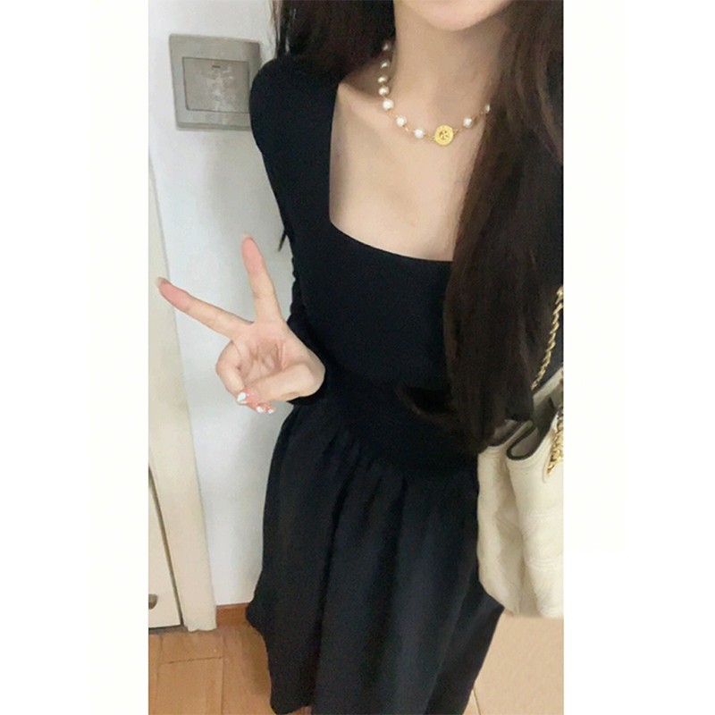 Black dress France style long dress for women