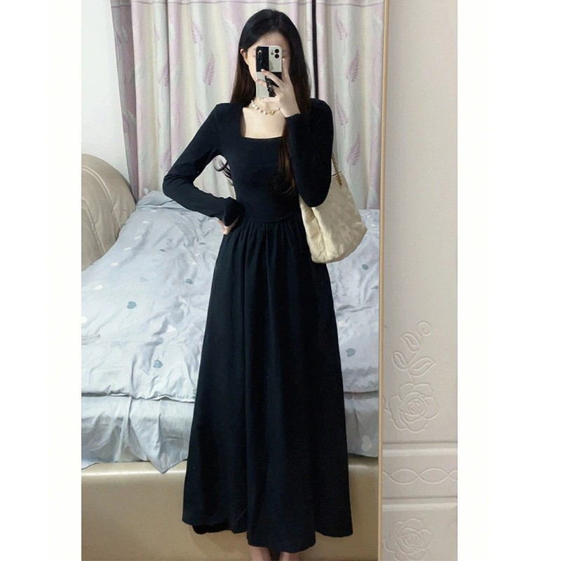 Black dress France style long dress for women