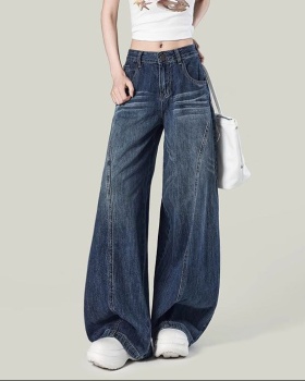Wide leg large yard autumn jeans loose slim retro pants for women