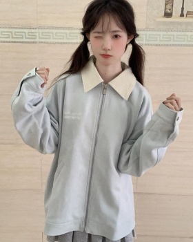 Spring and autumn embroidery jacket lapel tops for women