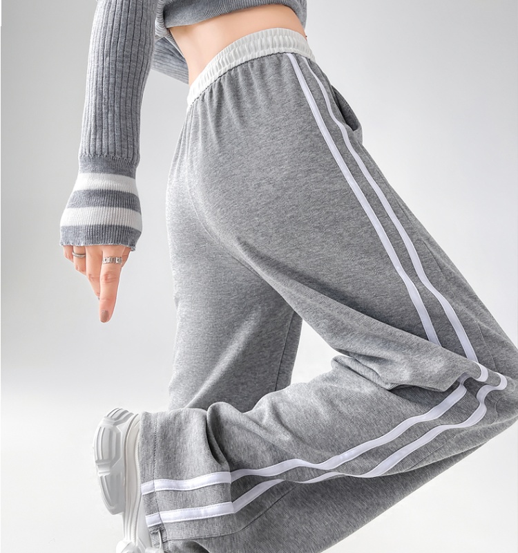 High waist stripe sweatpants splice wide leg pants for women
