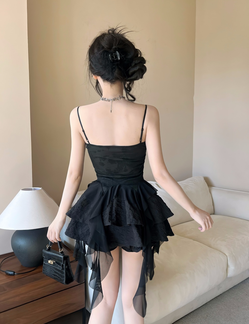 Beautiful all-match temperament rhinestone halter tops