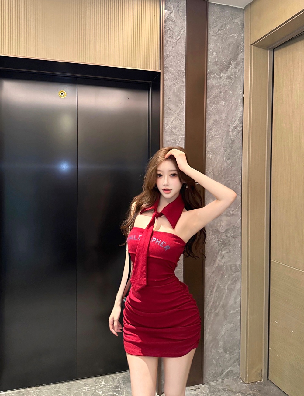 Wrapped chest enticement temperament package hip dress