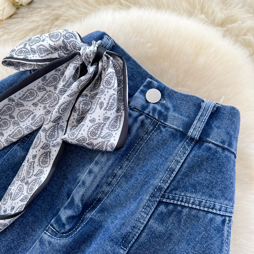 Commuting high waist scarves retro art skirt for women