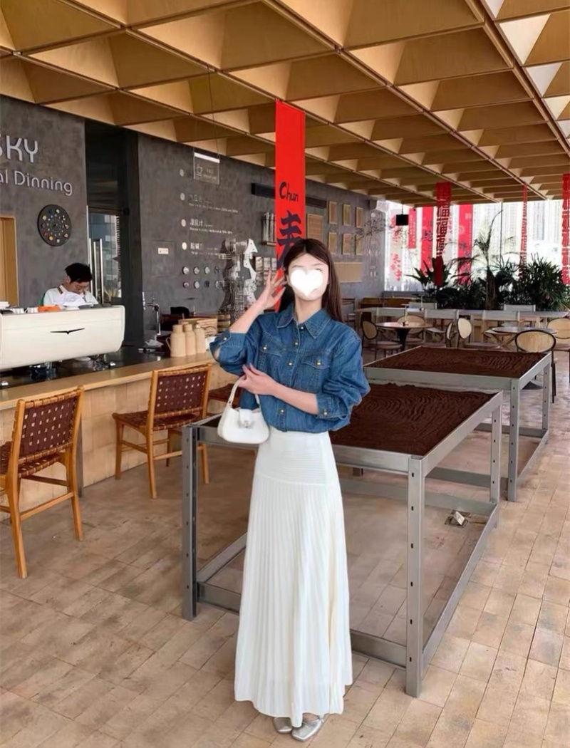 Spring pleated long skirt elegant long skirt for women