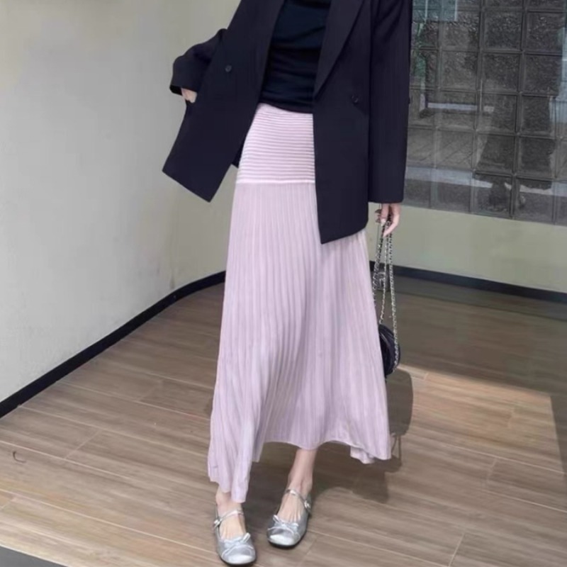 Spring pleated long skirt elegant long skirt for women