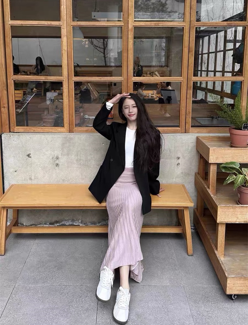 Spring pleated long skirt elegant long skirt for women