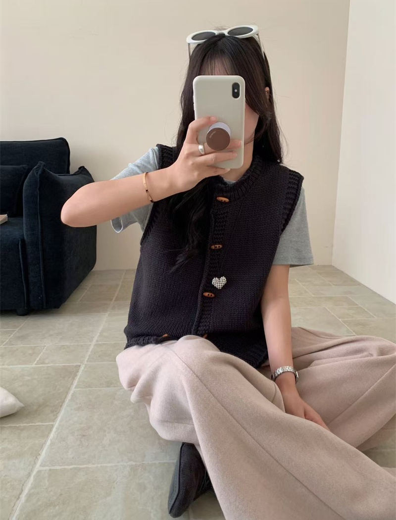 Art woolen yarn waistcoat loose pure cardigan for women
