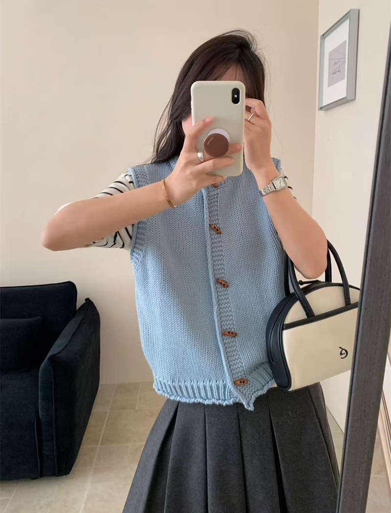 Art woolen yarn waistcoat loose pure cardigan for women