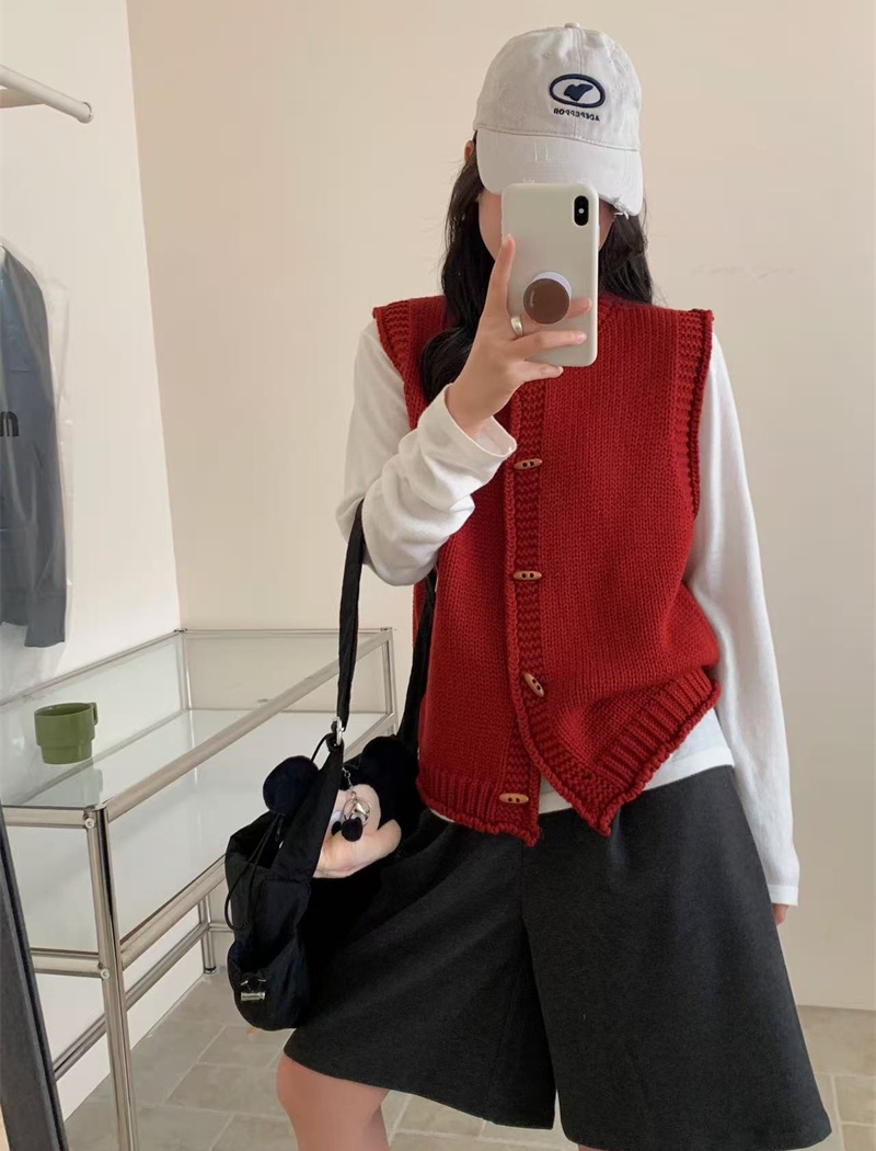 Art woolen yarn waistcoat loose pure cardigan for women