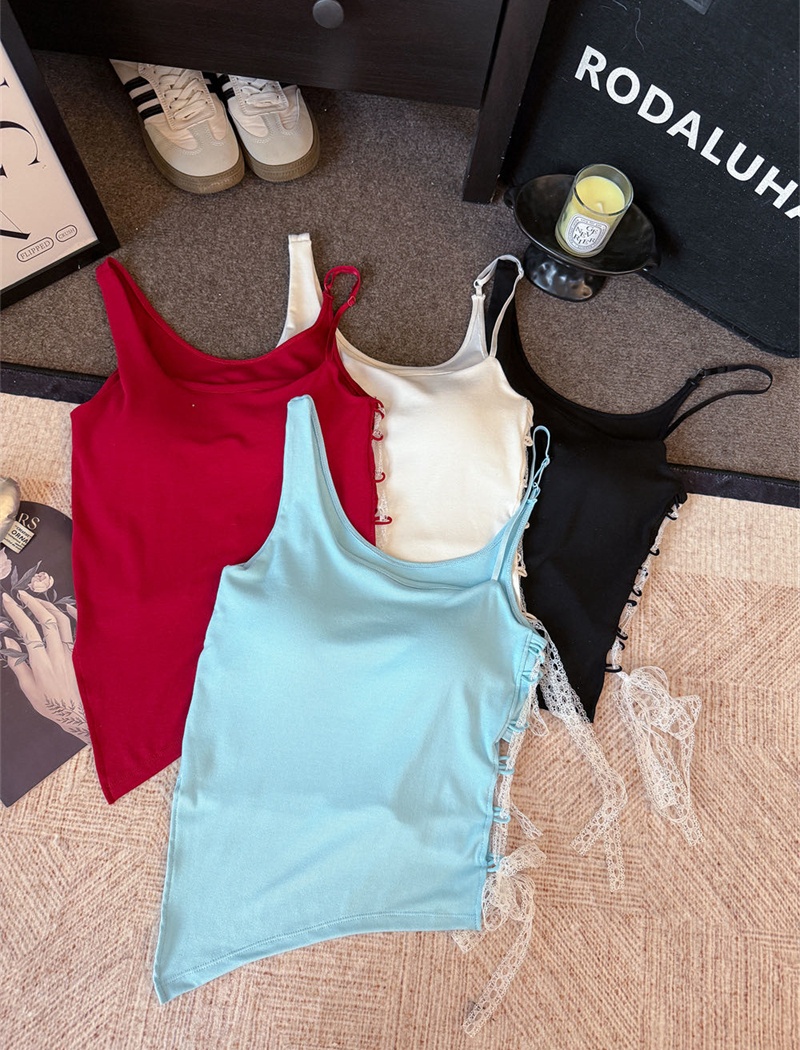 Spring sling bandage sexy side lace irregular vest