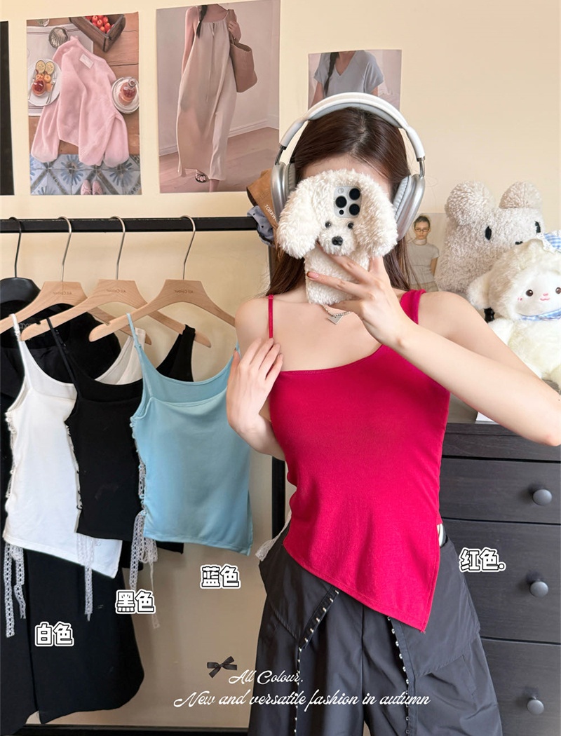 Spring sling bandage sexy side lace irregular vest