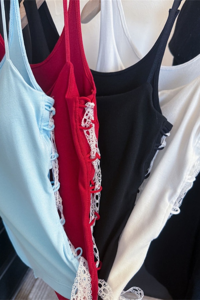 Spring sling bandage sexy side lace irregular vest