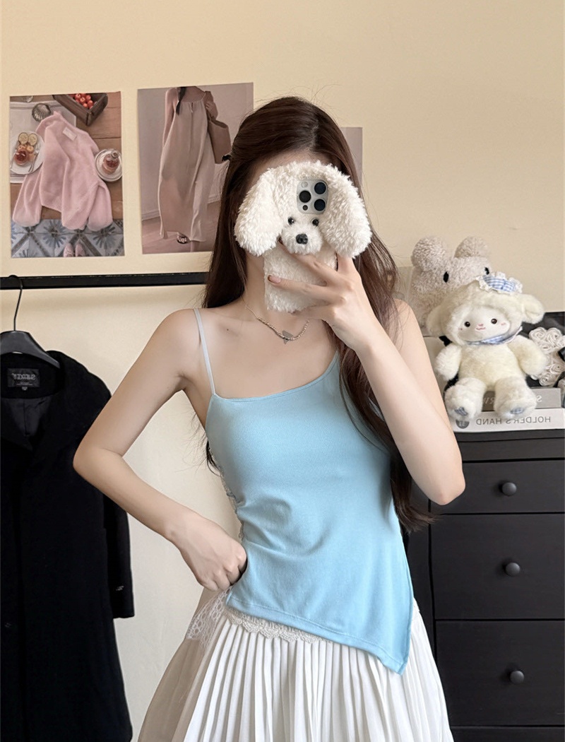 Spring sling bandage sexy side lace irregular vest