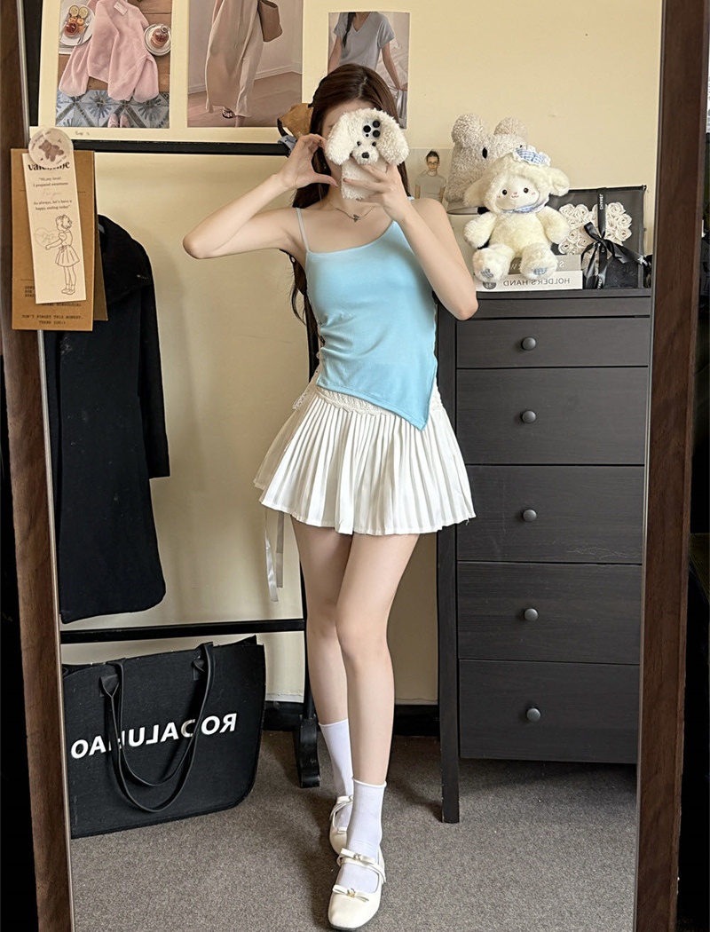 Spring sling bandage sexy side lace irregular vest