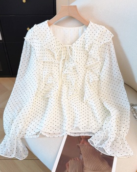 V-neck Western style chiffon shirt mercerized tops