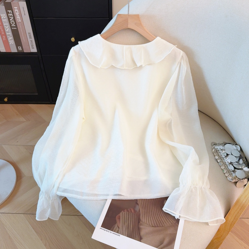 V-neck Western style chiffon shirt mercerized tops