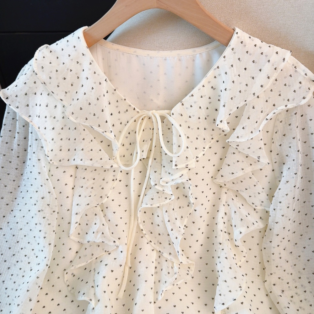 V-neck Western style chiffon shirt mercerized tops