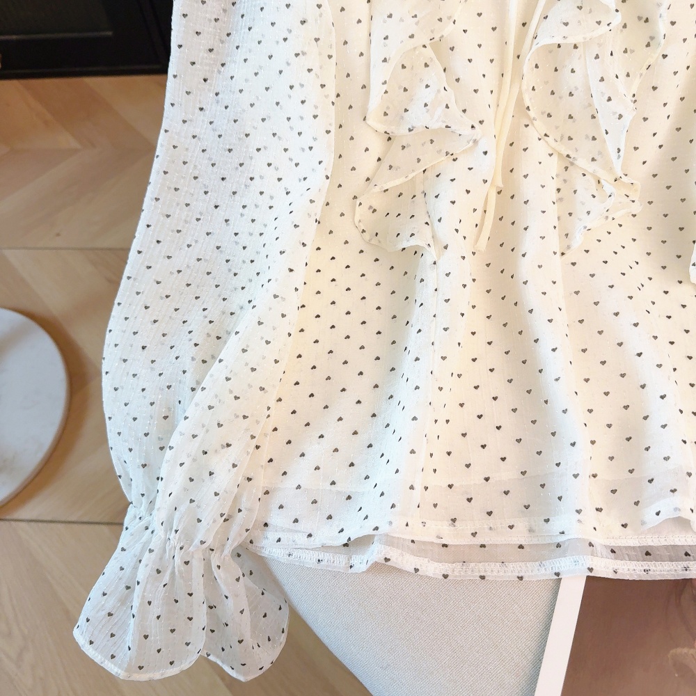 V-neck Western style chiffon shirt mercerized tops