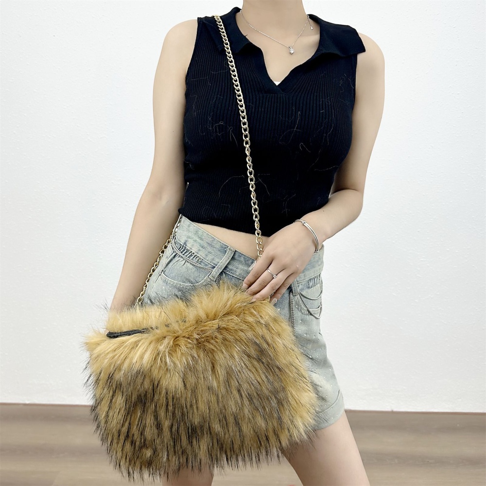 European style fur coat retro messenger bag for women