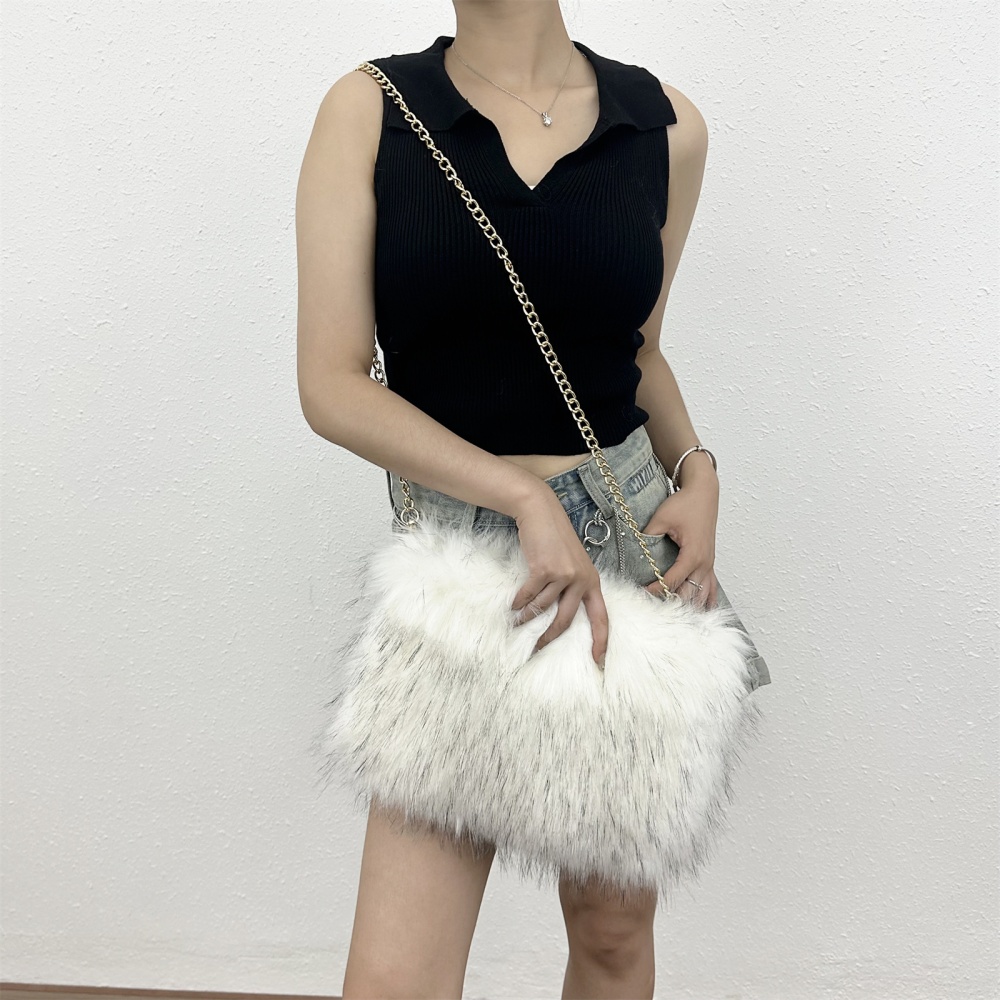 European style fur coat retro messenger bag for women