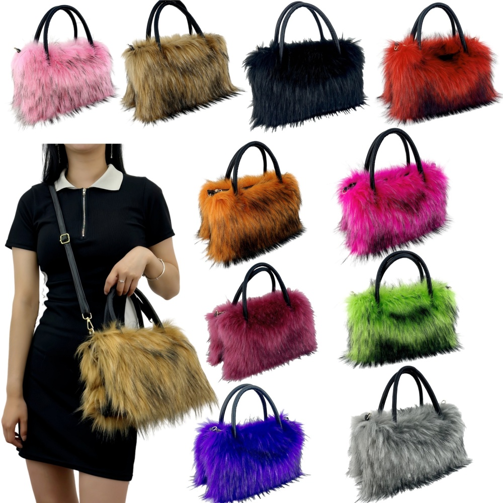 Imitation of raccoon fur messenger bag fur coat