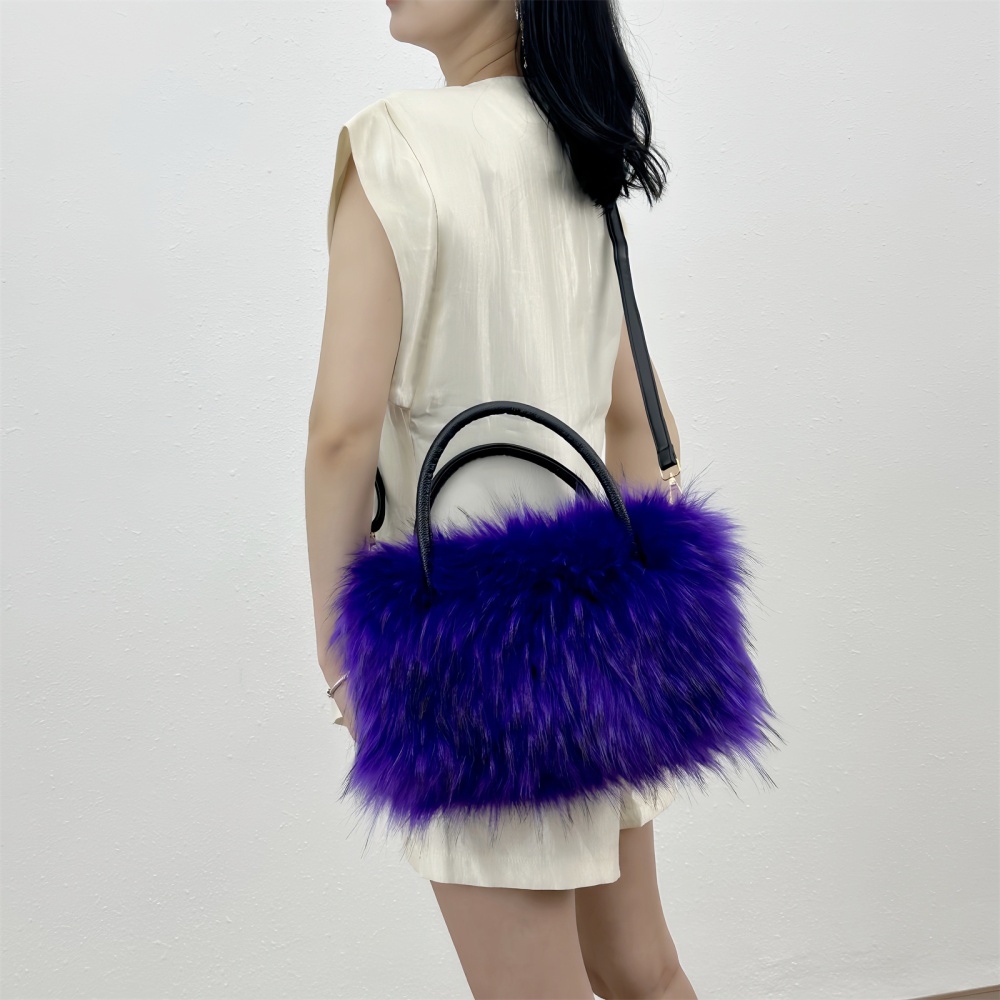 Imitation of raccoon fur messenger bag fur coat