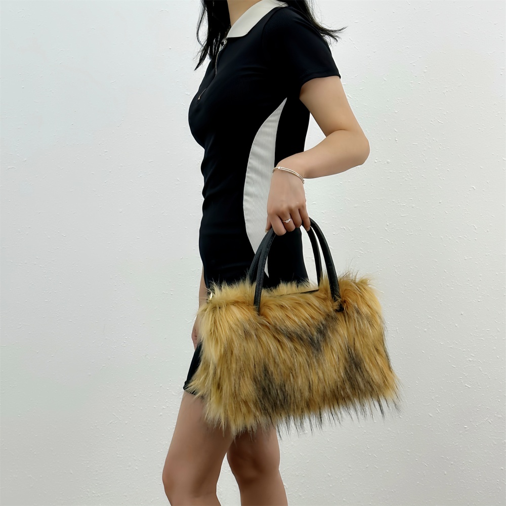 Imitation of raccoon fur messenger bag fur coat