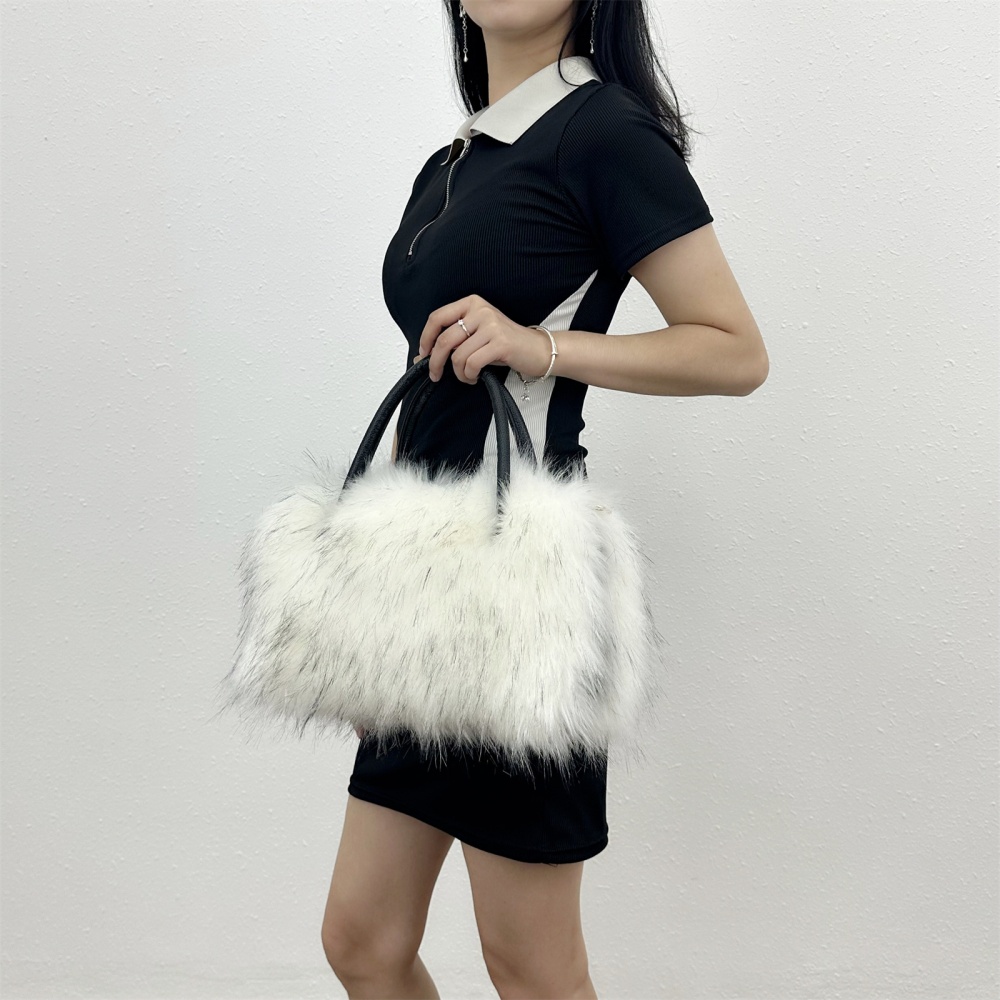 Imitation of raccoon fur messenger bag fur coat